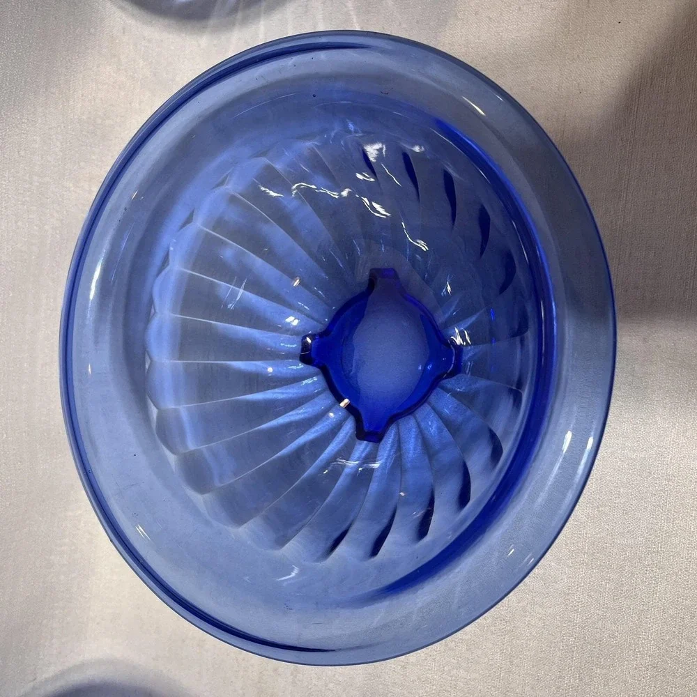 VTG Nest Of 4 Hazel Atlas PILLAR OPTIC Cobalt Blue Mixing Bowl Set